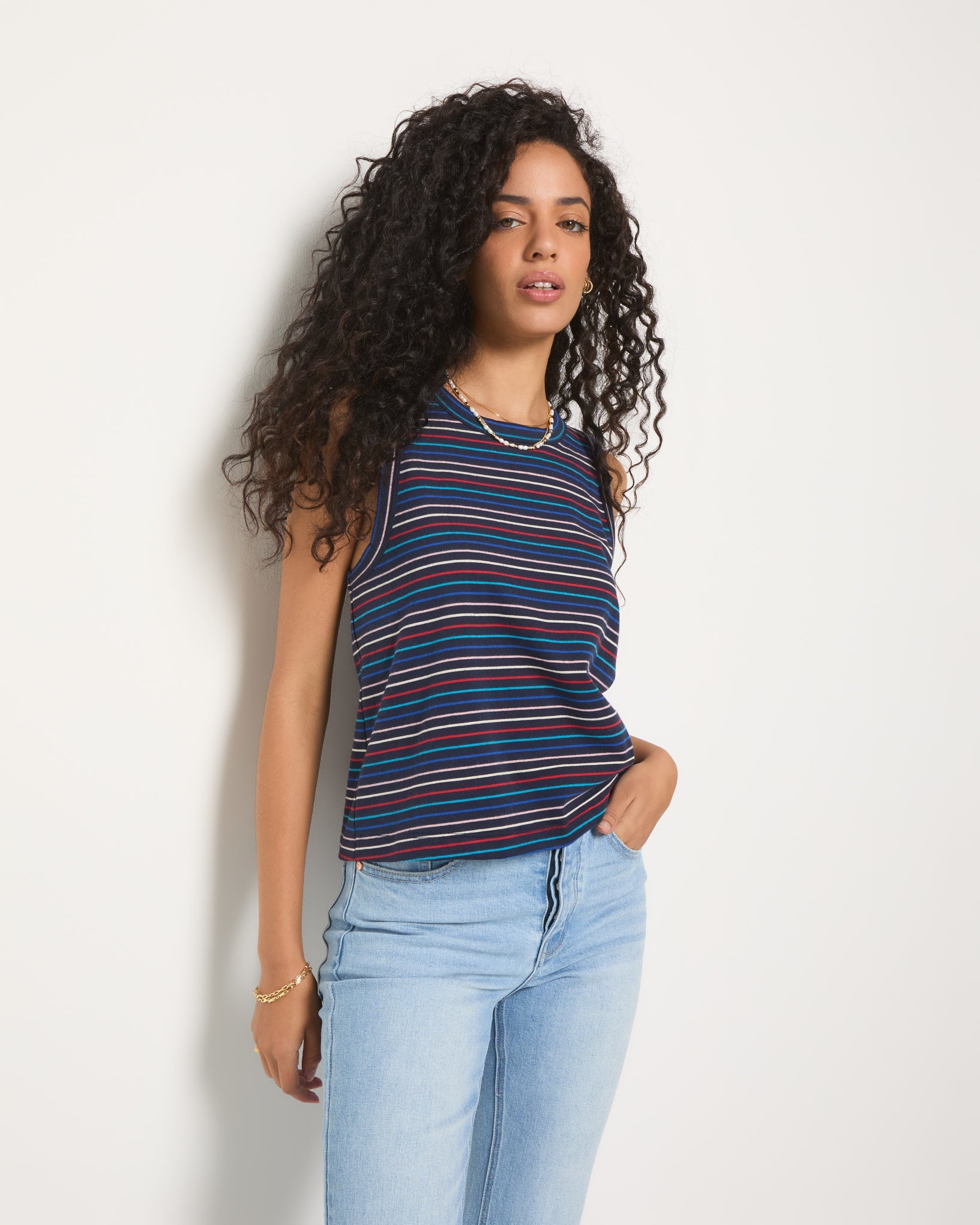 Mariner Midnight Multi Stripe $|& SEAS Together Again Tank - SOF Front