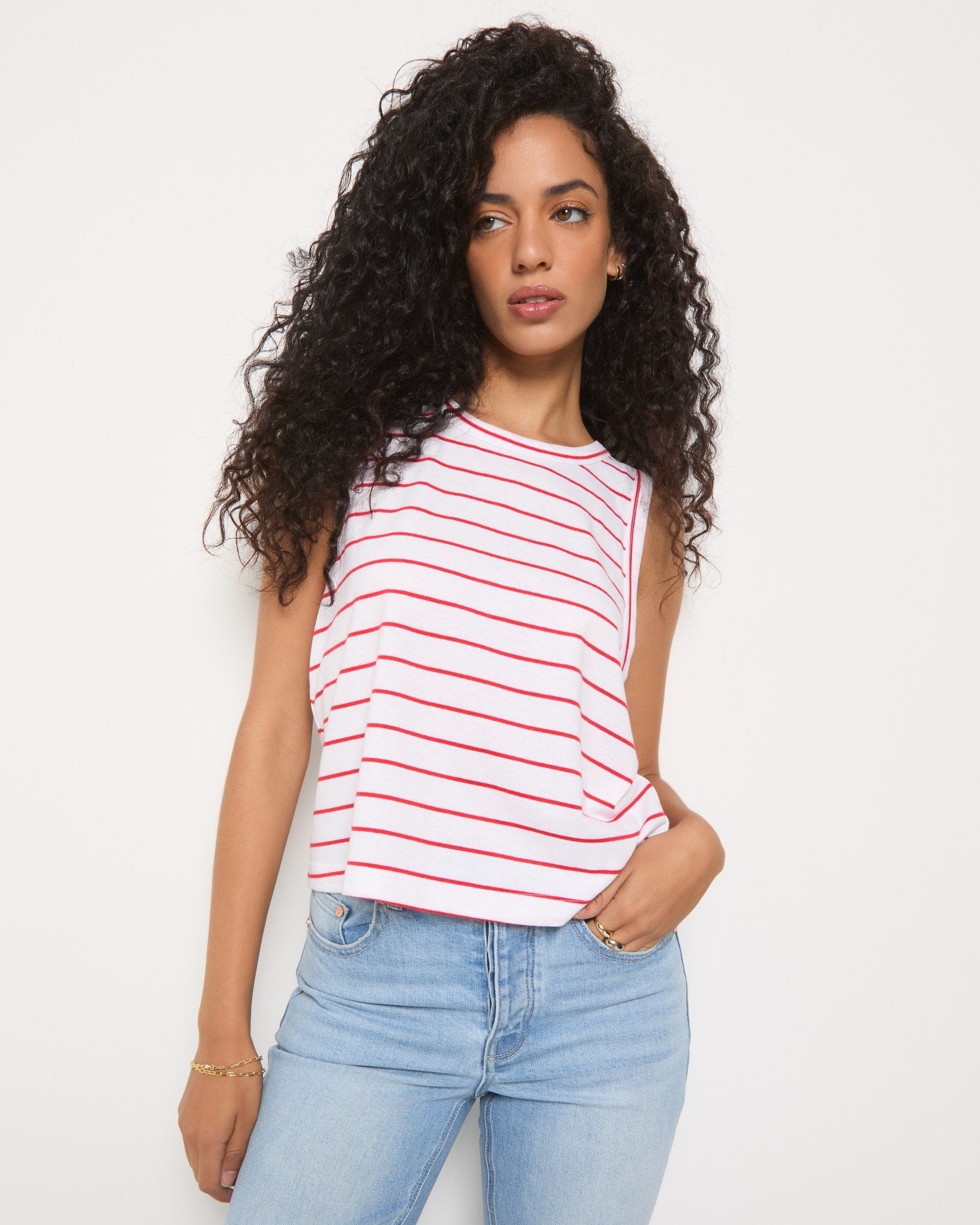 Cherry Stripe $|& SEAS Together Again Tank - SOF Front