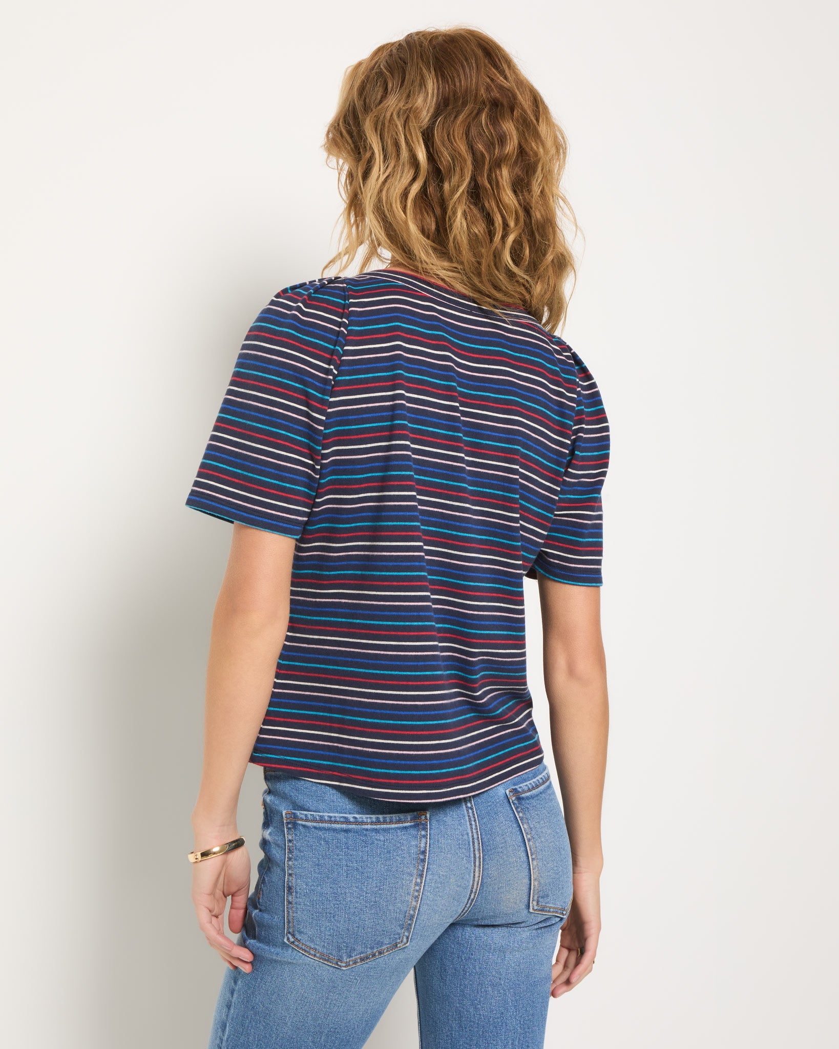 Mariner Midnight Multi Stripe $|& SEAS Seabreeze Boat Neck Puff Sleeve Tee - SOF Back