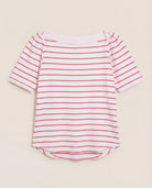 Cherry Stripe $|& SEAS Seabreeze Boat Neck Puff Sleeve Tee - Hanger Detail