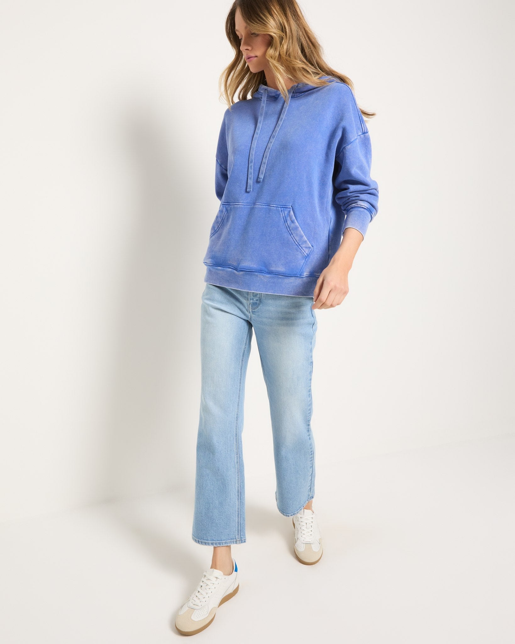 Washed Cobalt $|& SEAS Bayside Mineral Wash Hoodie - VOF Front