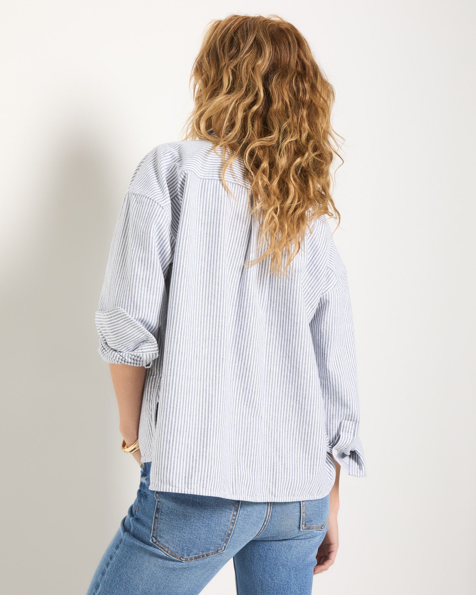 Mariner Midnight Stripe $|& SEAS Jetty Button Up Shirt - SOF Back