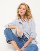 Mariner Midnight Stripe $|& SEAS Jetty Button Up Shirt - VOF Front