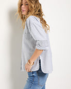 Mariner Midnight Stripe $|& SEAS Jetty Button Up Shirt - SOF Full Front