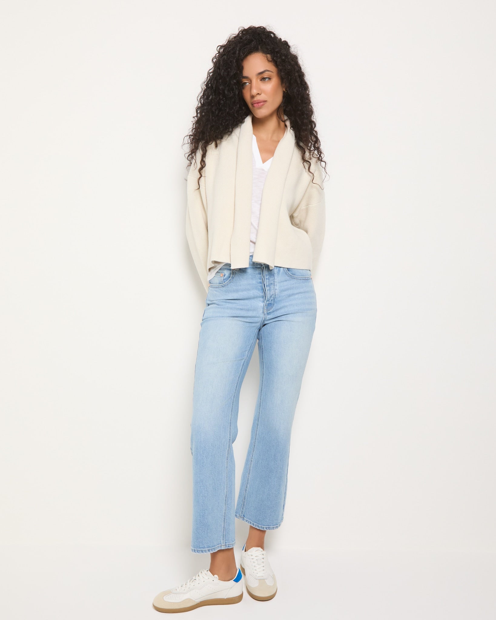 Cream $|& SEAS Stellar Cropped Drape Front Cardigan - UGC On Fig