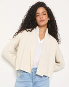 Cream $|& SEAS Stellar Cropped Drape Front Cardigan - SOF Front