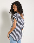 Mariner Midnight Stripe $|& SEAS Edgewater Off The Shoulder Tee - UGC On Fig