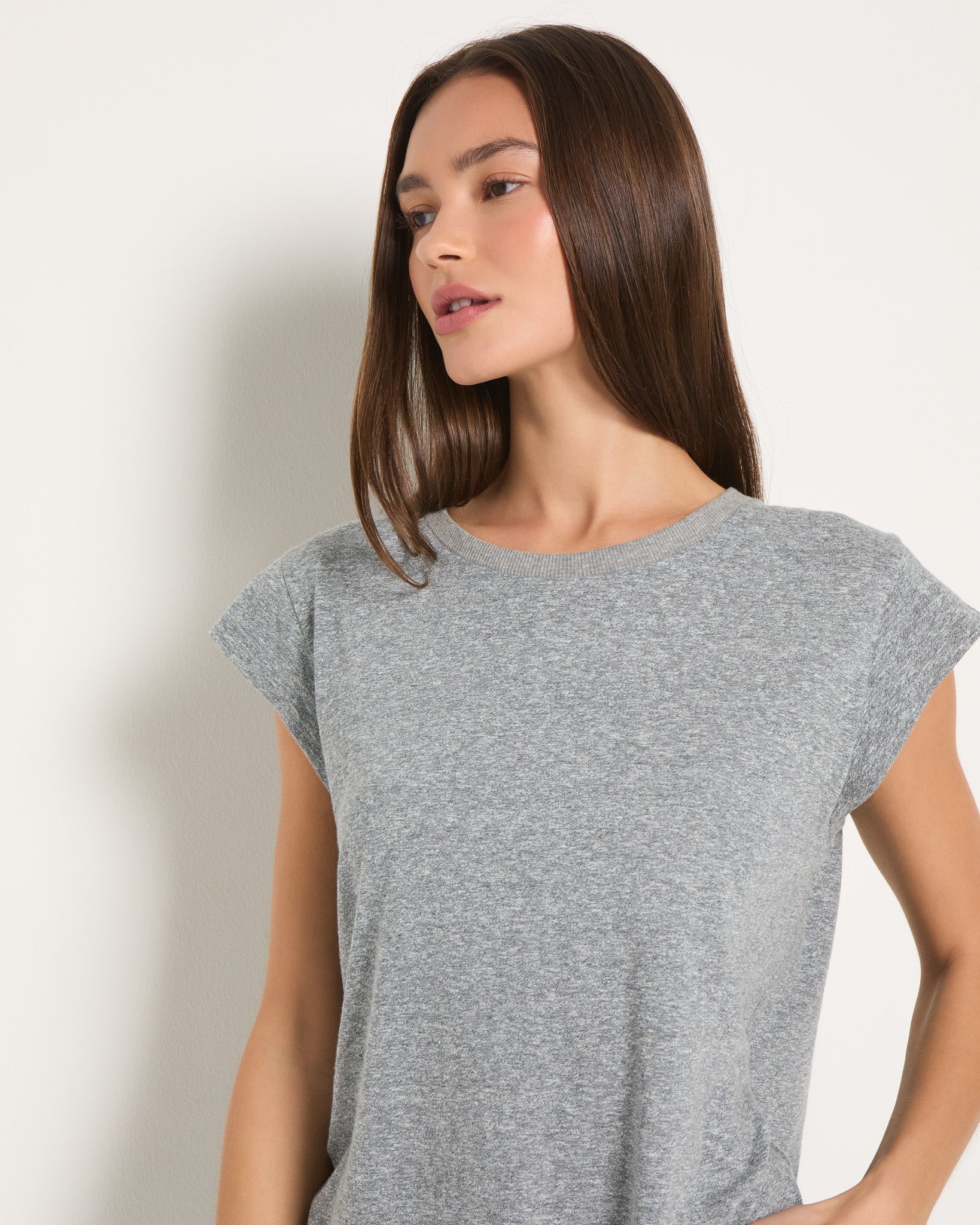 Heather Grey $|& SEAS Tides Winged Muscle Tank - SOF Full Front