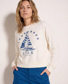 Cream $|& SEAS Star Hacci Graphic Crew - SOF Front