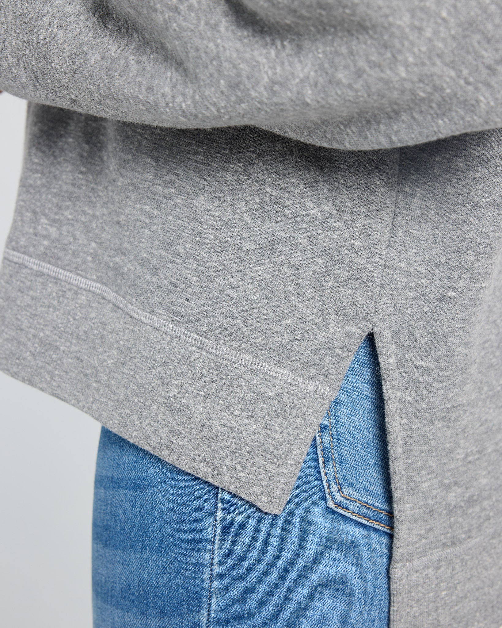 Heather Grey $|& SEAS Waves Step Hem Sweatshirt - SOF Full Front