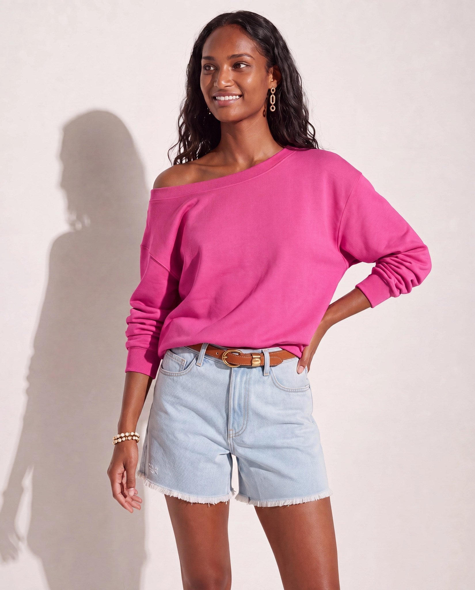 Rouge $|& SEAS Brooksville One Shoulder Sweatshirt - SOF Front