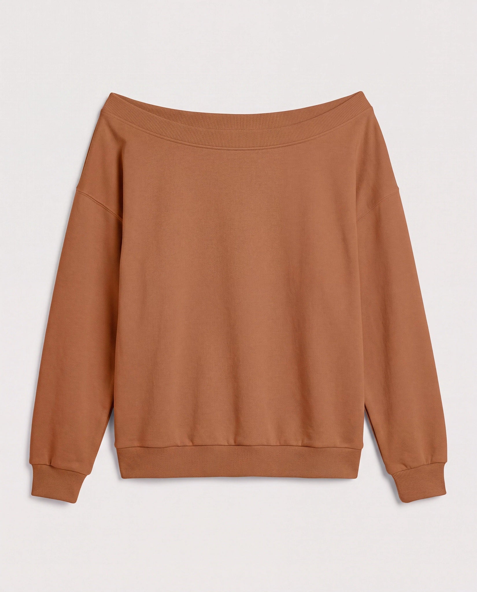 Camel $|& SEAS Brooksville One Shoulder Sweatshirt - Hanger Detail