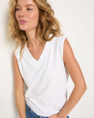White $|& SEAS Sol V-Neck Tank - VOF Side