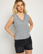 Heather Grey $|& SEAS Sol V-Neck Tank - SOF Front
