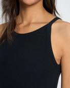Black $|& SEAS Laurel Ribbed Shelf Bra Tank - SOF Full Front