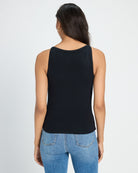 Black $|& SEAS Laurel Ribbed Shelf Bra Tank - SOF Back