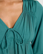 Deep Teal $|& SEAS Sailwind V-Neck Ruffle Top - SOF Full Front