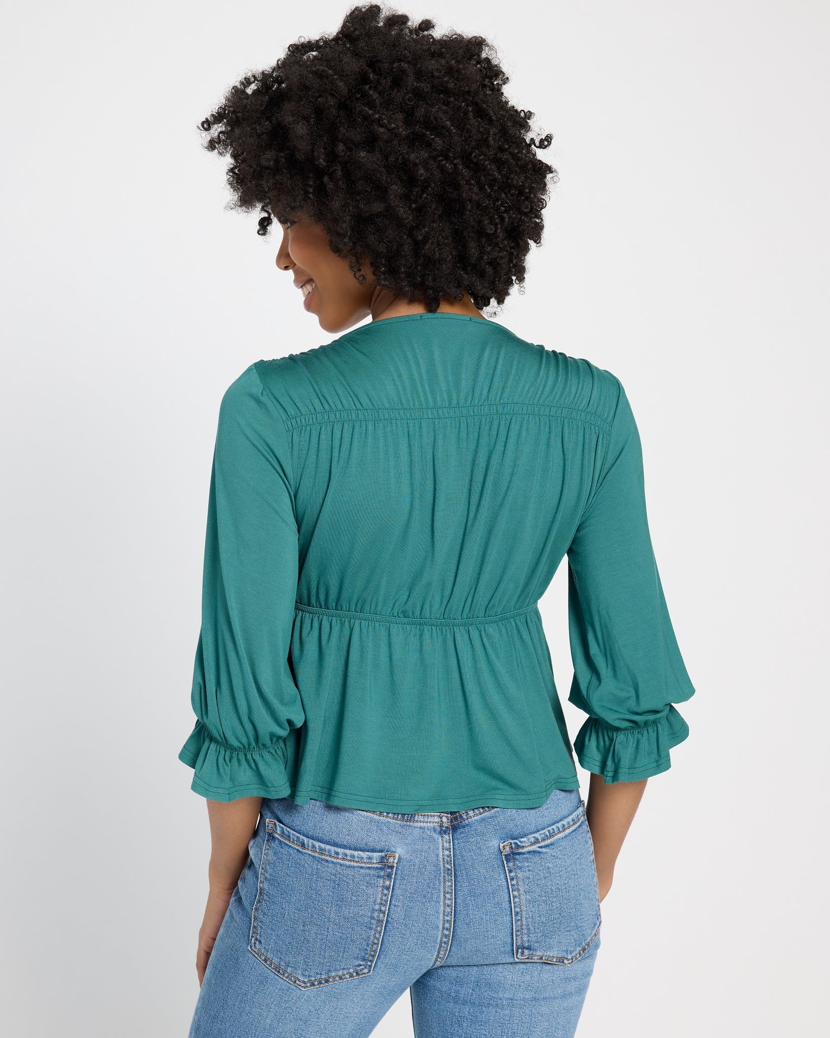 Deep Teal $|& SEAS Sailwind V-Neck Ruffle Top - SOF Back