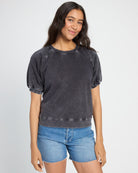 Washed Black $|& SEAS Sundeck Short Sleeve Sweatshirt - SOF Front