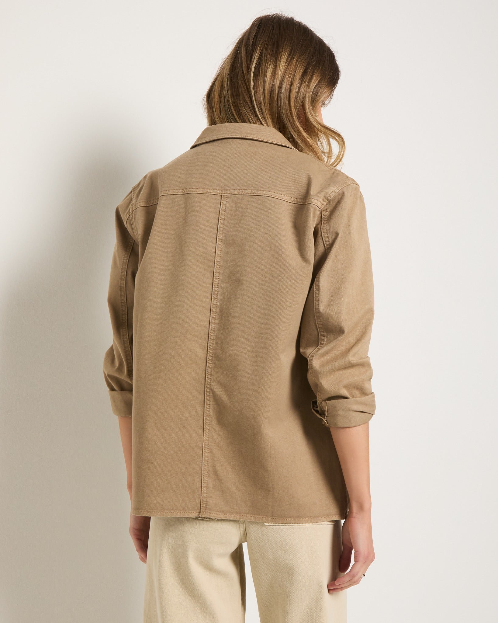 Washed Khaki $|& SEAS Pierside Twill Chore Jacket - SOF Back