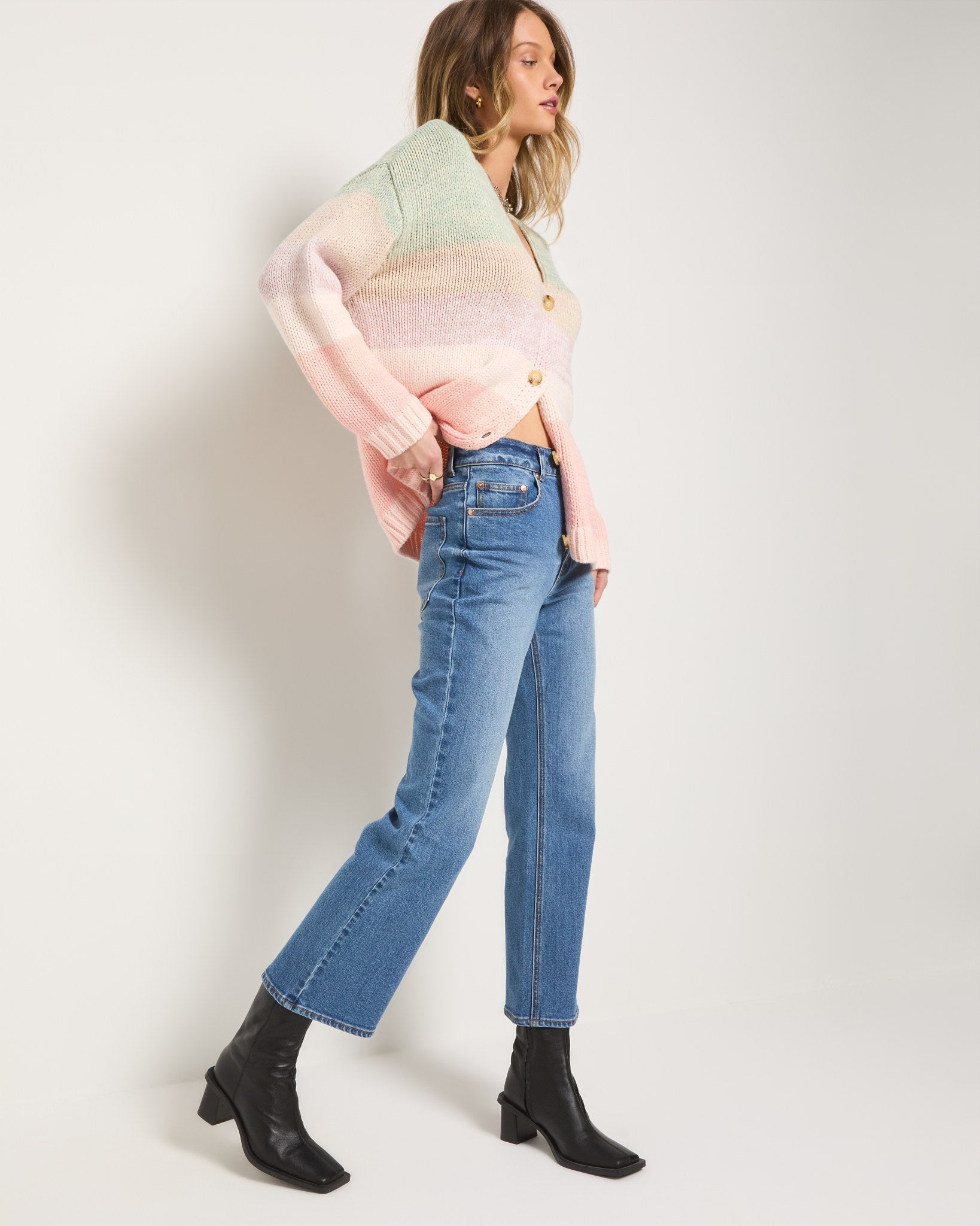 Beachy Blush Ombre $|& SEAS Sailfin Ombre Cardigan - VOF Front