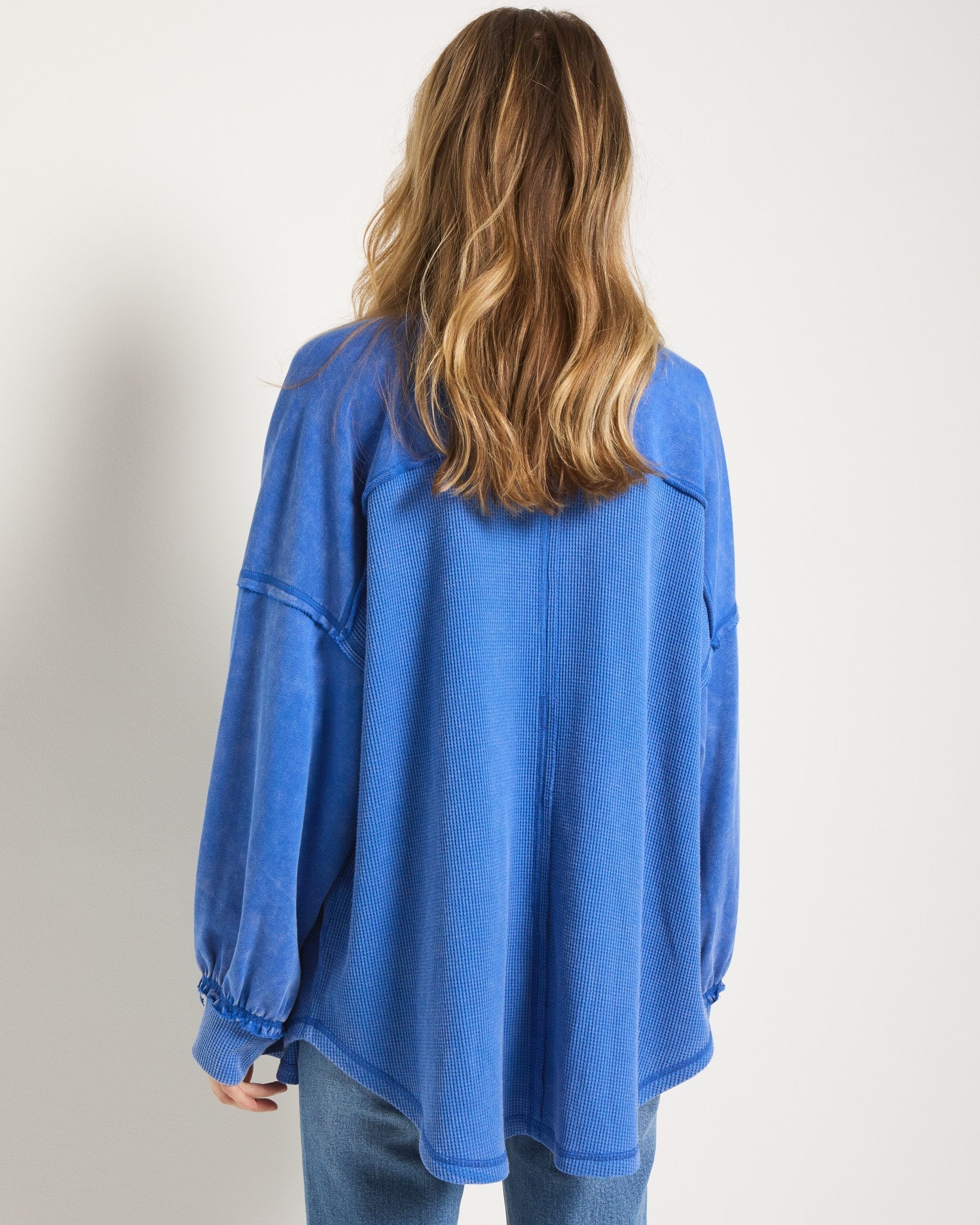 Coastal Cobalt $|& SEAS Atoll Knit Shacket - SOF Back