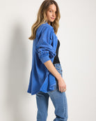 Coastal Cobalt $|& SEAS Atoll Knit Shacket - SOF Full Front