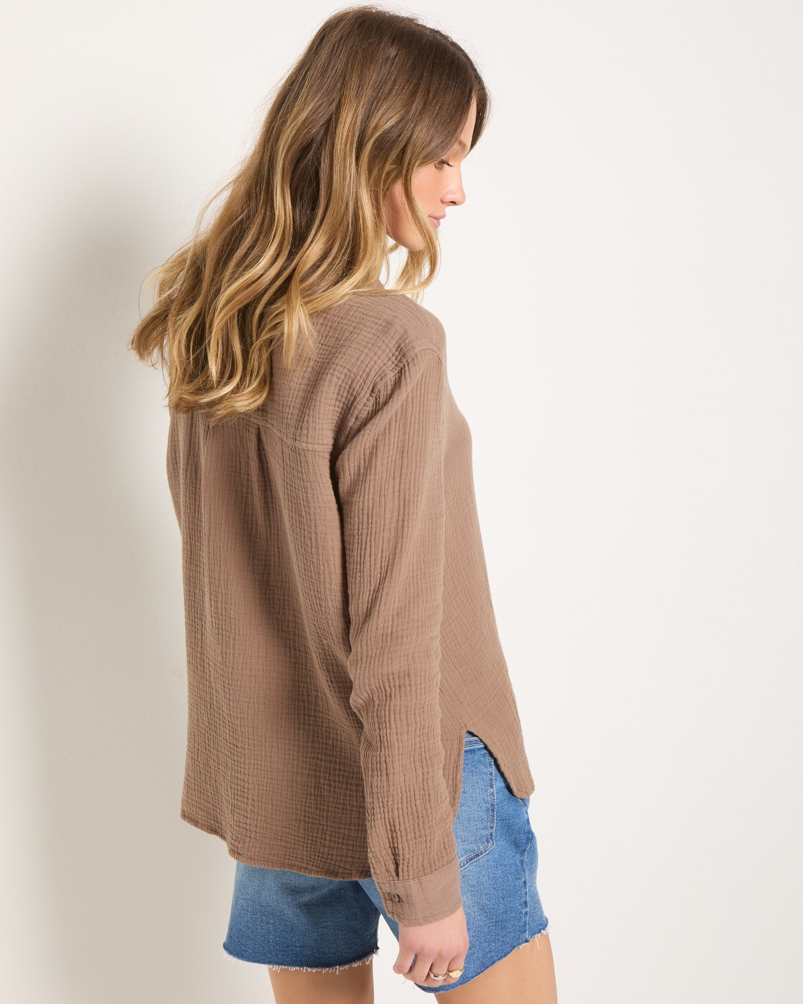 Driftwood $|& SEAS Whitecap Gauze Button Up Shirt - SOF Back