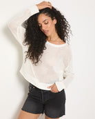 White $|& SEAS Mariner Mesh Sweater - VOF Side