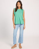 Green Apple $|& SEAS Ruffle Shoulder Tank - UGC On Fig