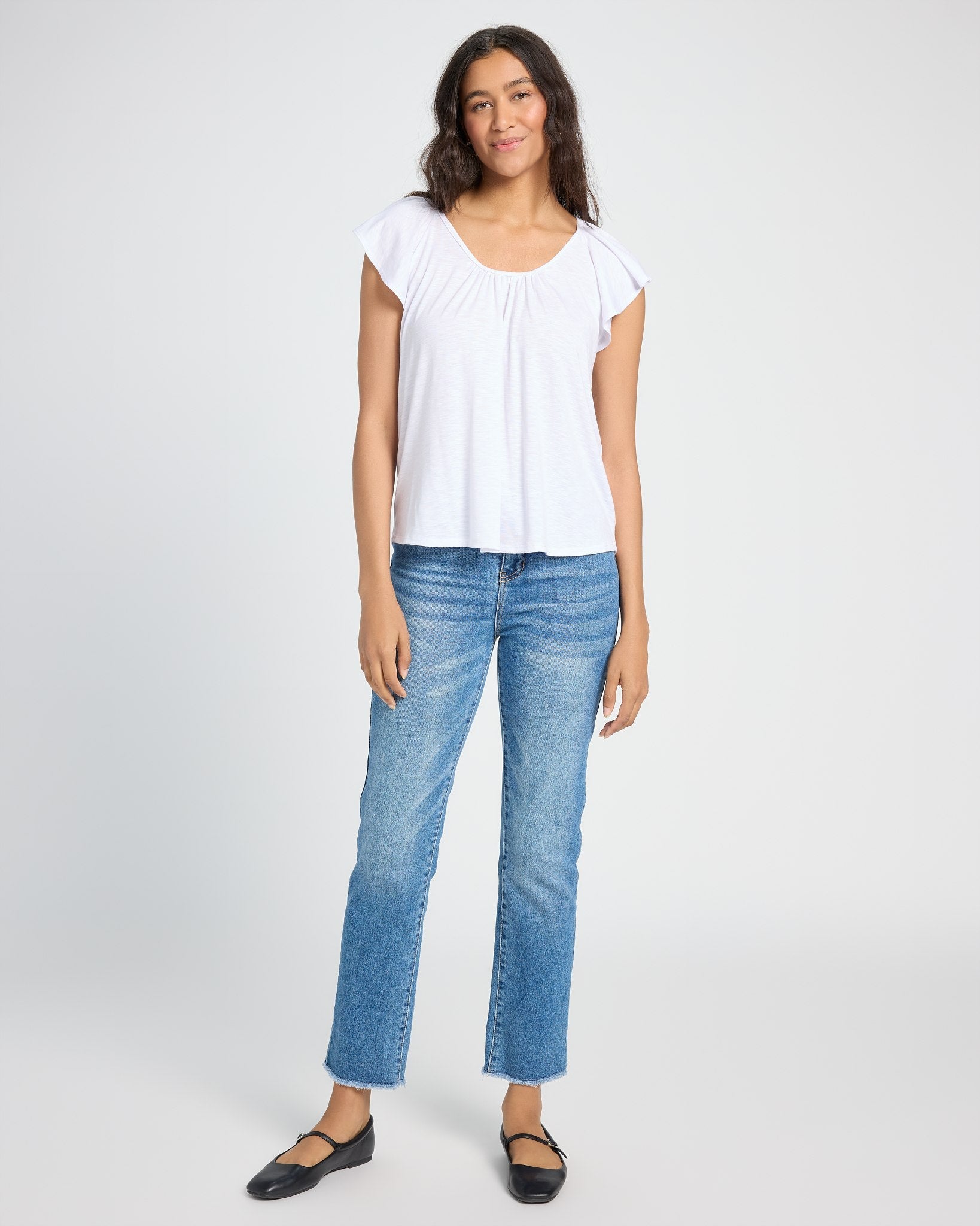 White $|& SEAS Slub Flutter Sleeve Top - UGC On Fig