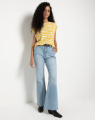 Amber Haze Stripe $|& SEAS Brentwood Boat Neck Stripe Top - UGC On Fig