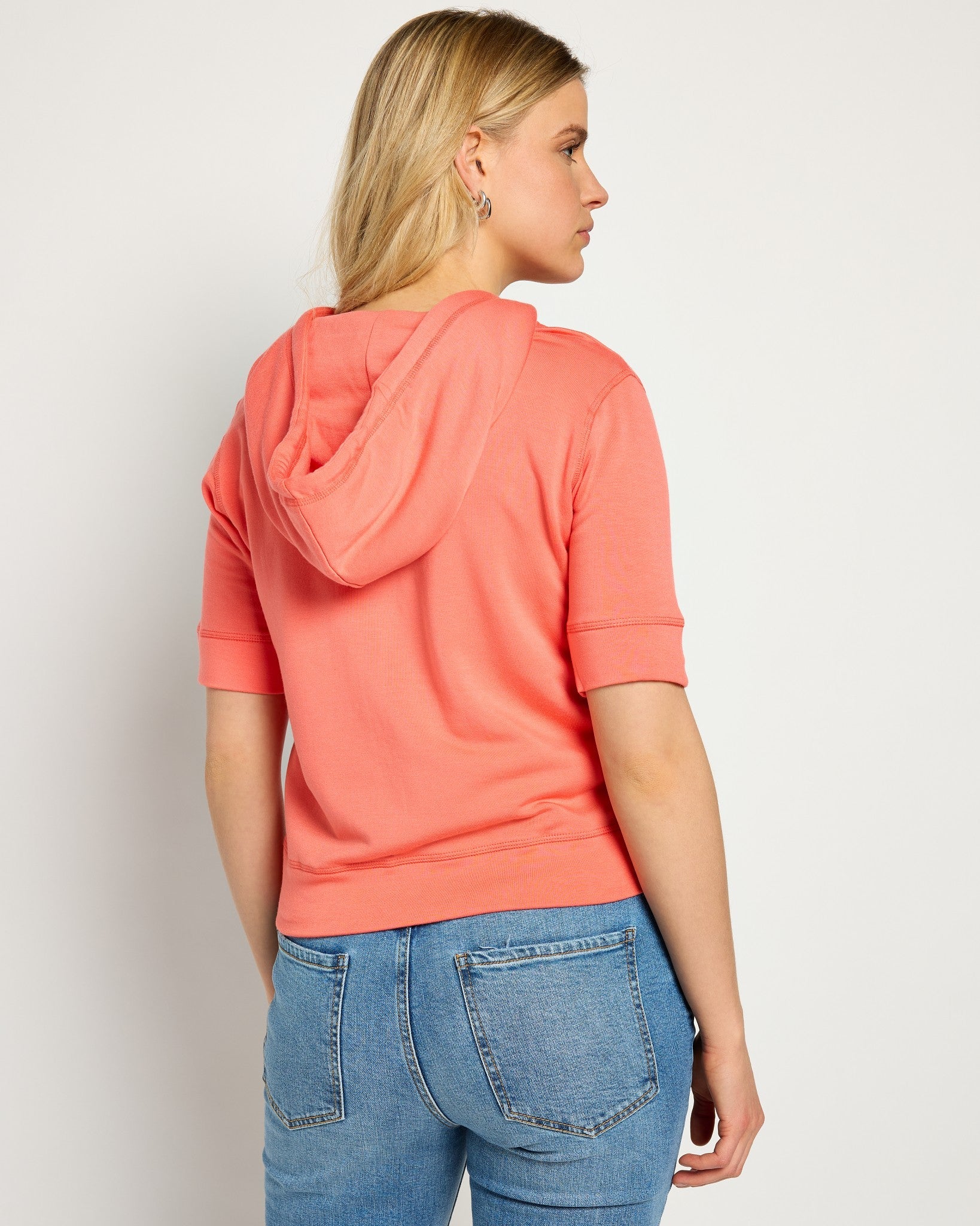 Coral $|& SEAS Short Sleeve Fleece Zip Up - SOF Back