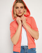 Coral $|& SEAS Short Sleeve Fleece Zip Up - SOF Front
