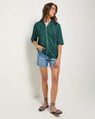 Deep Teal $|& SEAS Short Sleeve Fleece Zip Up - VOF Front