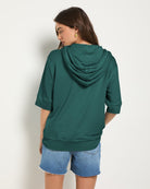 Deep Teal $|& SEAS Short Sleeve Fleece Zip Up - SOF Back