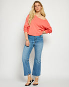 Coral $|& SEAS Brooksville One Shoulder Sweatshirt - SOF Side