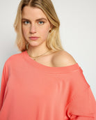 Coral $|& SEAS Brooksville One Shoulder Sweatshirt - SOF Full Front