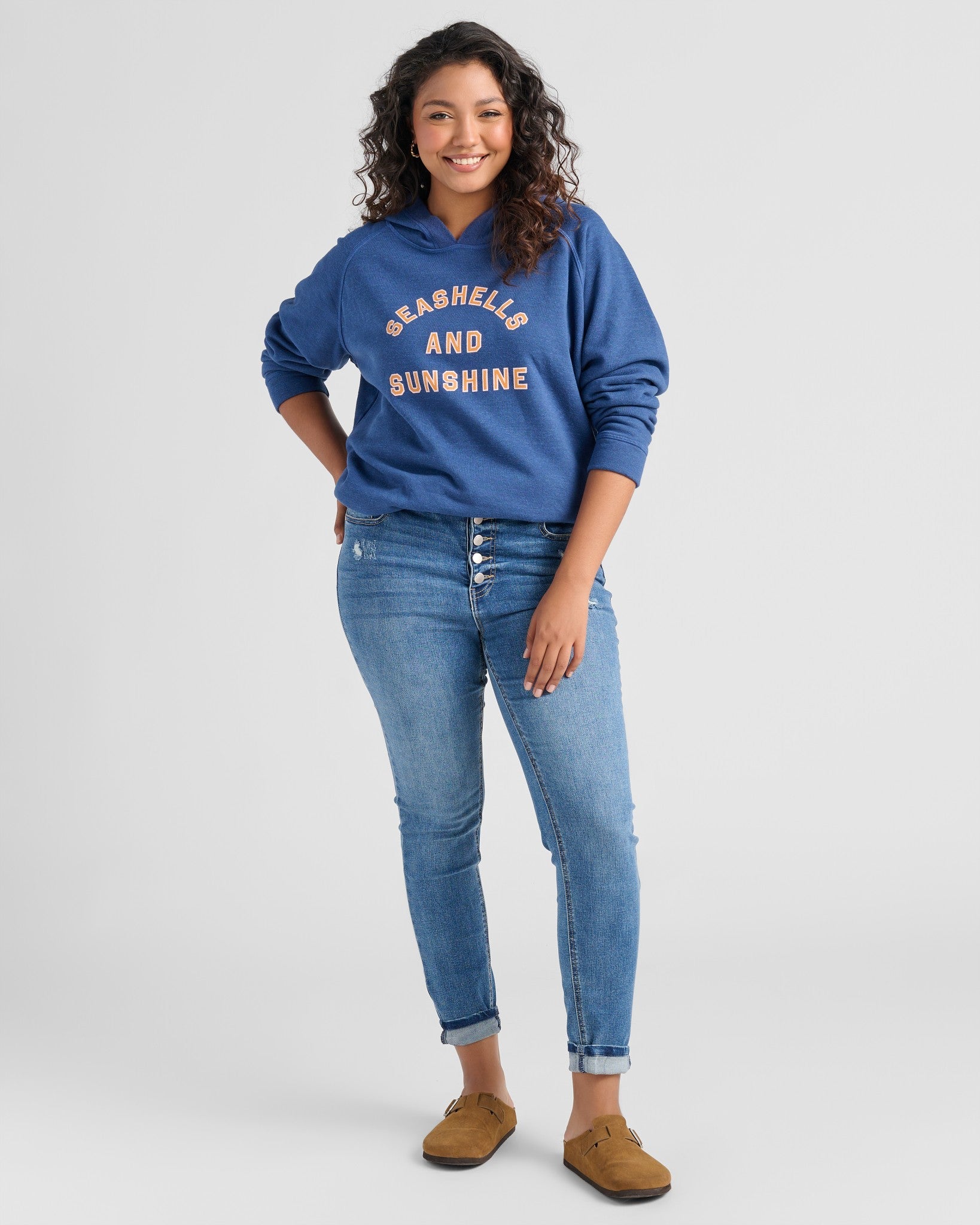 Navy $|& SEAS Seashells and Sunshine Graphic Hoodie - UGC On Fig