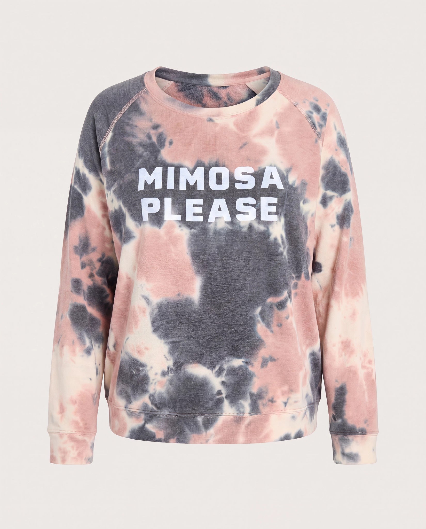 Beachy Blush Tie Dye $|& SEAS Mimosa Please Tie Dye Graphic Pullover - Hanger Detail