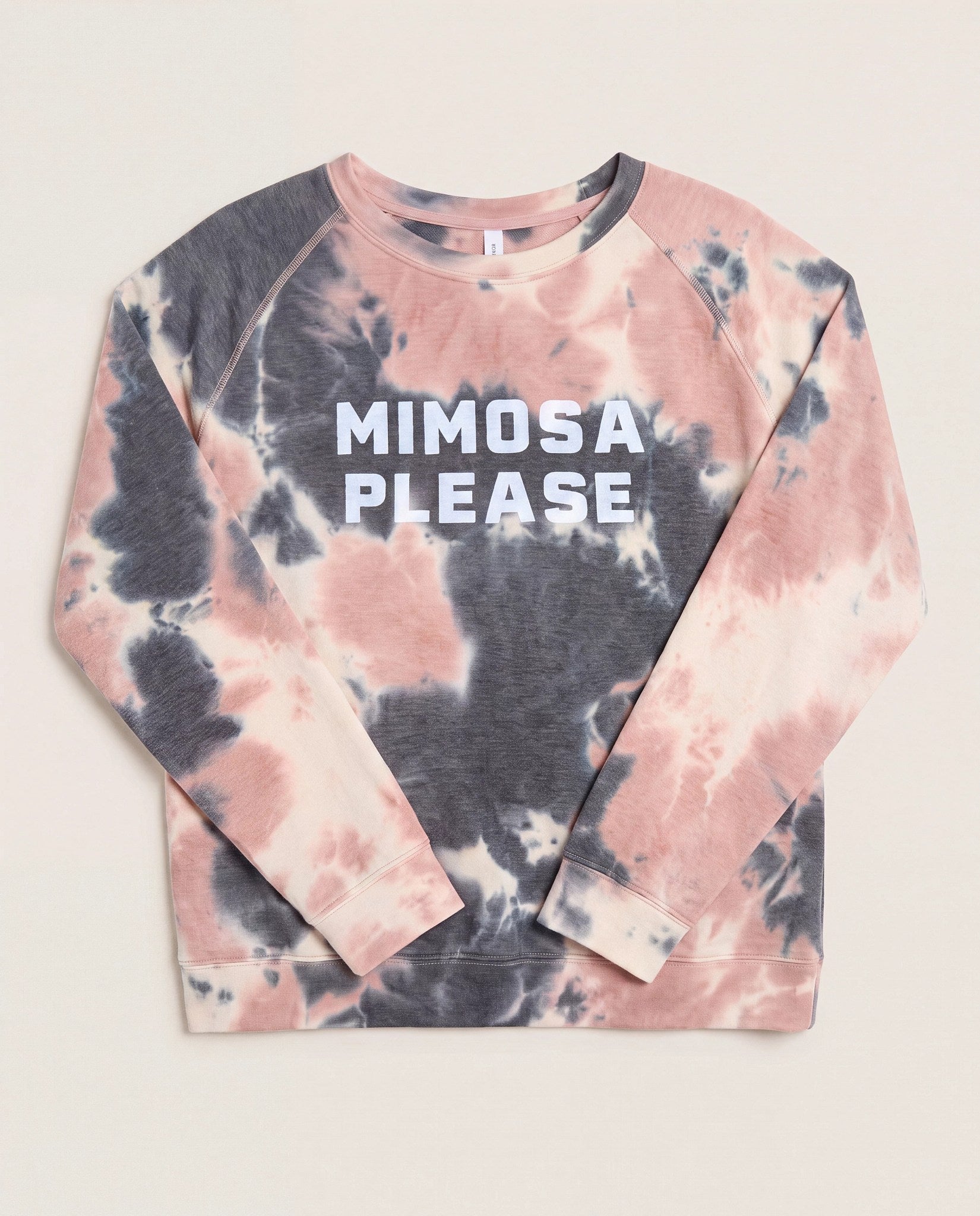 Beachy Blush Tie Dye $|& SEAS Mimosa Please Tie Dye Graphic Pullover - Hanger Detail