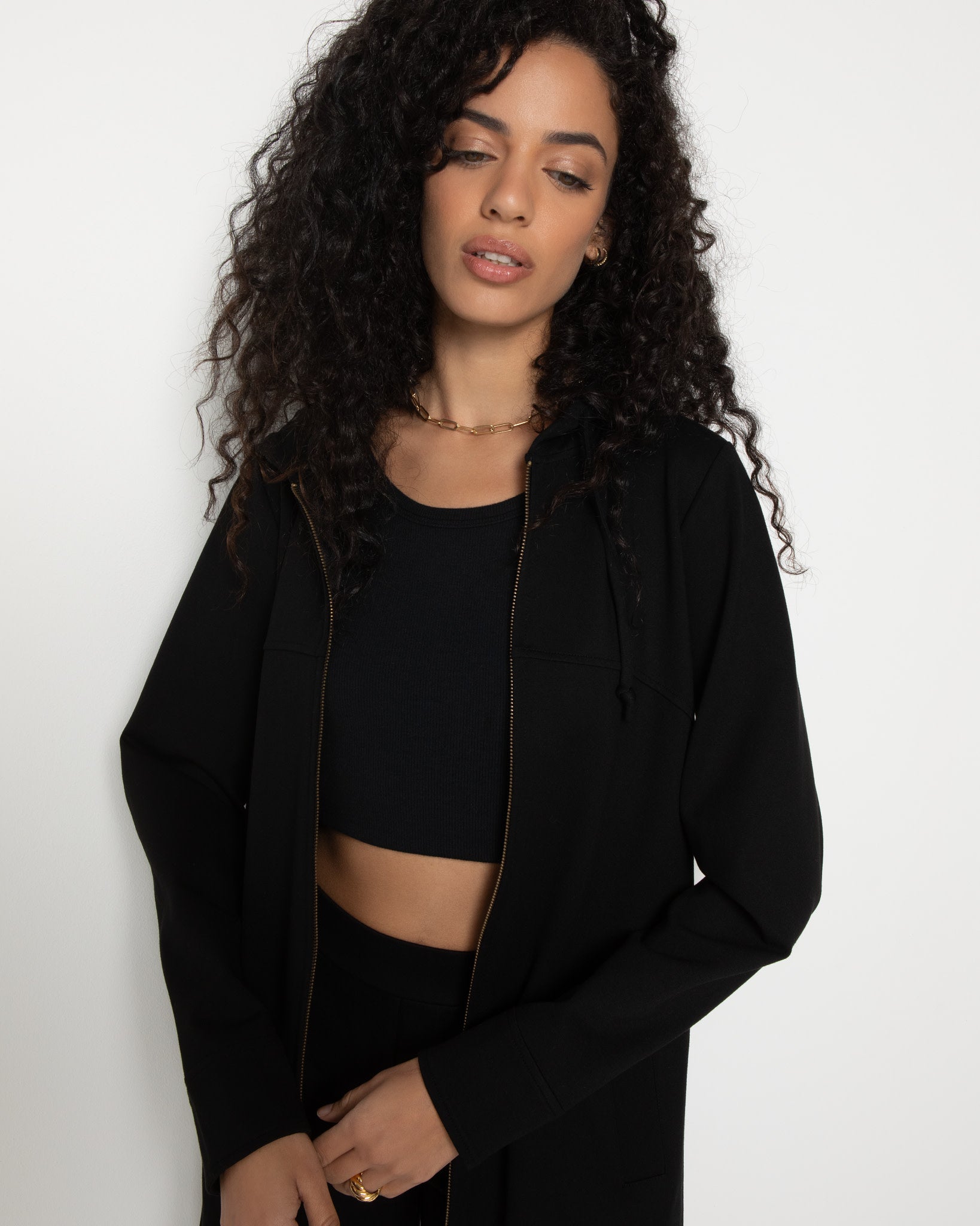 Black $|& SEAS Sail Away Ponte Jacket - VOF Side