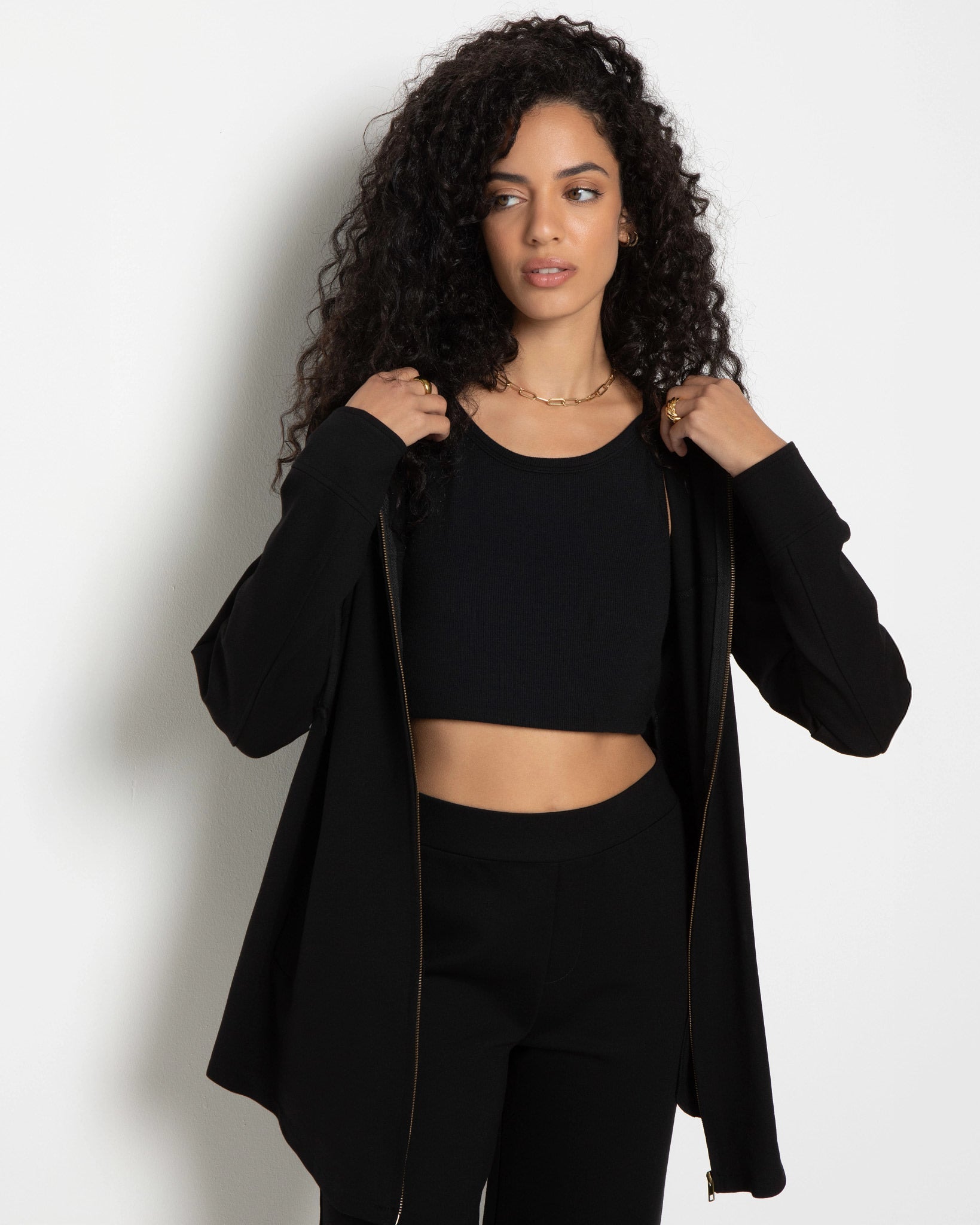 Black $|& SEAS Sail Away Ponte Jacket - SOF Full Front