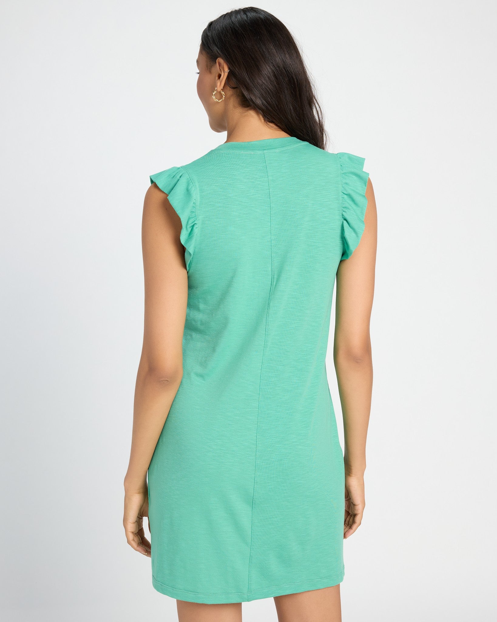 Green Apple $|& SEAS Bliss Ruffle Sleeve Short Dress - SOF Back