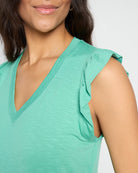 Green Apple $|& SEAS Bliss Ruffle Sleeve Short Dress - SOF Full Front