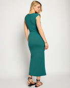 Deep Teal $|& SEAS Fairfax Ruched Midi Dress - SOF Back