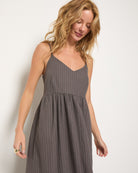 Grey Stripe $|& SEAS Shores Stripe Linen Maxi Dress - SOF Front