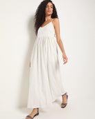 White Stripe $|& SEAS Shores Stripe Linen Maxi Dress - SOF Front