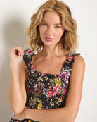 Multi Floral $|& SEAS Westbreeze Printed Smocked Maxi Dress - SOF Full Front