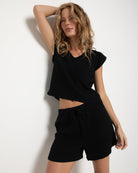 Black $|& SEAS Seafoam Gauze Short - VOF Front